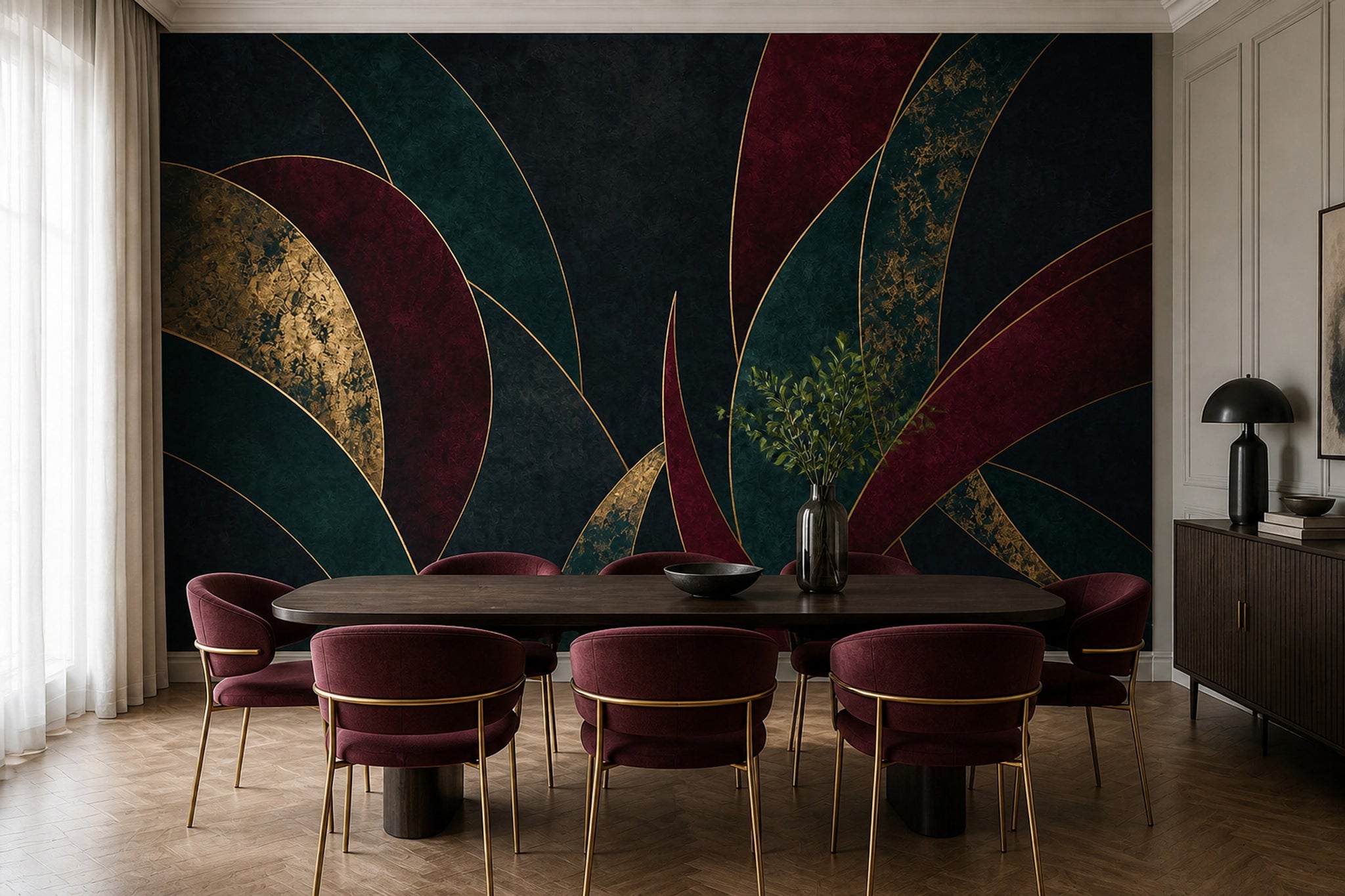 Art Deco Wallpaper Gold Lines Luxury Wall Mural