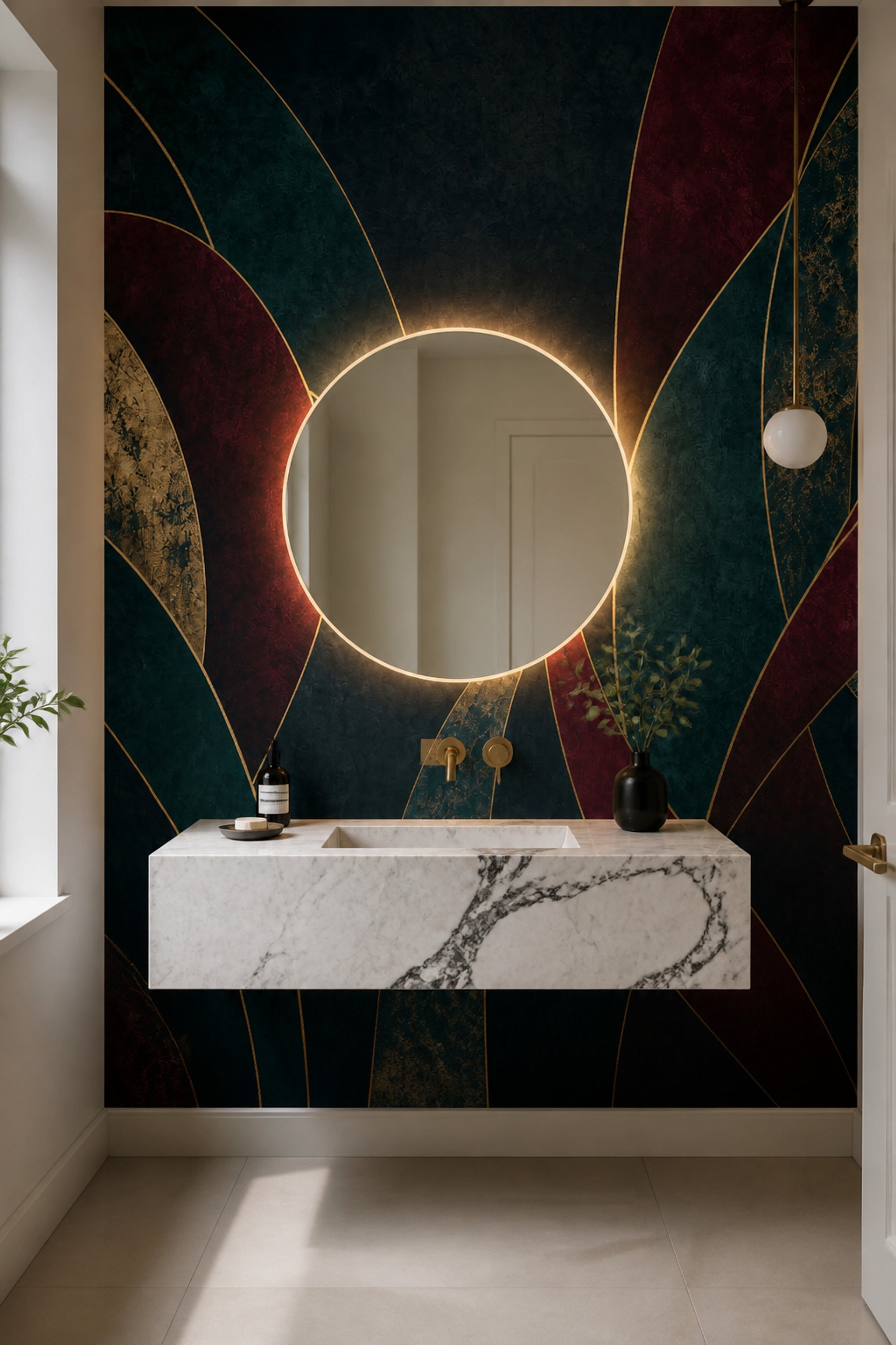 Art Deco Wallpaper Gold Lines Luxury Wall Mural