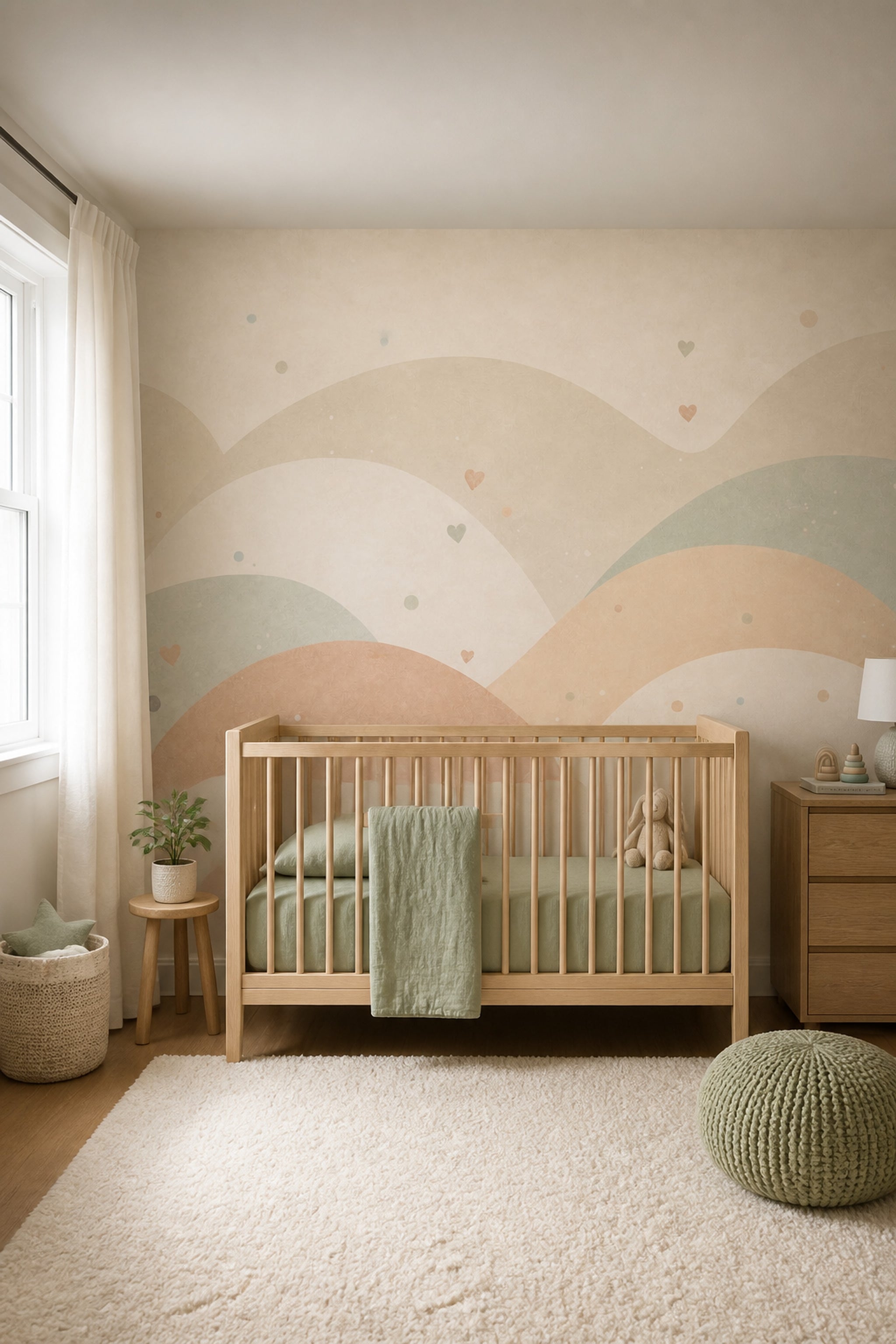 Pastel Abstract Wallpaper Soft Arches Removable Scandinavian Wall Decor