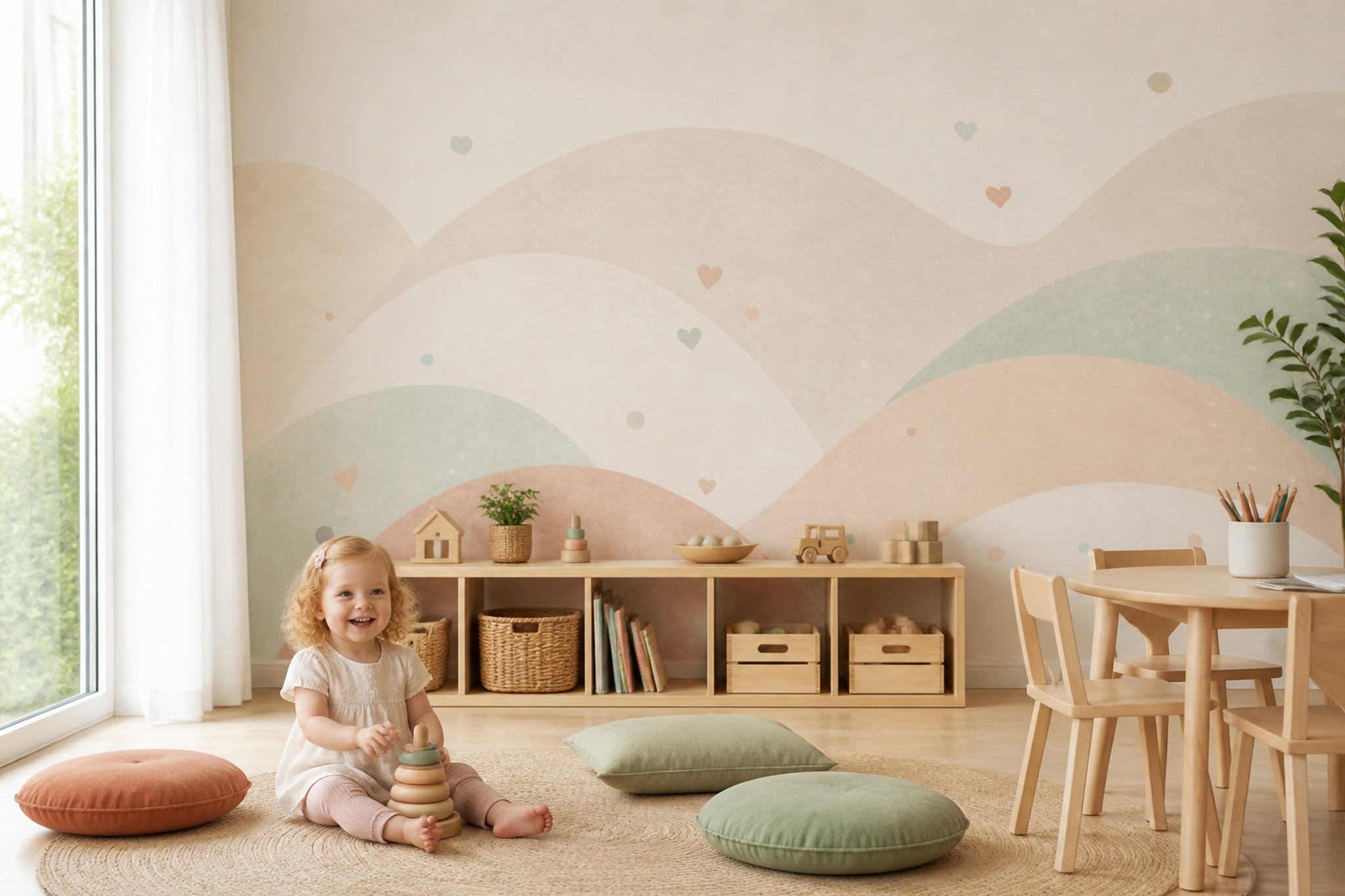 Pastel Abstract Wallpaper Soft Arches Removable Scandinavian Wall Decor