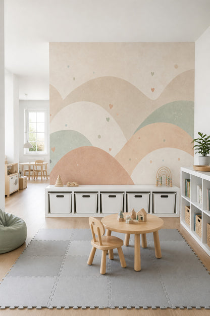Pastel Abstract Wallpaper Soft Arches Removable Scandinavian Wall Decor