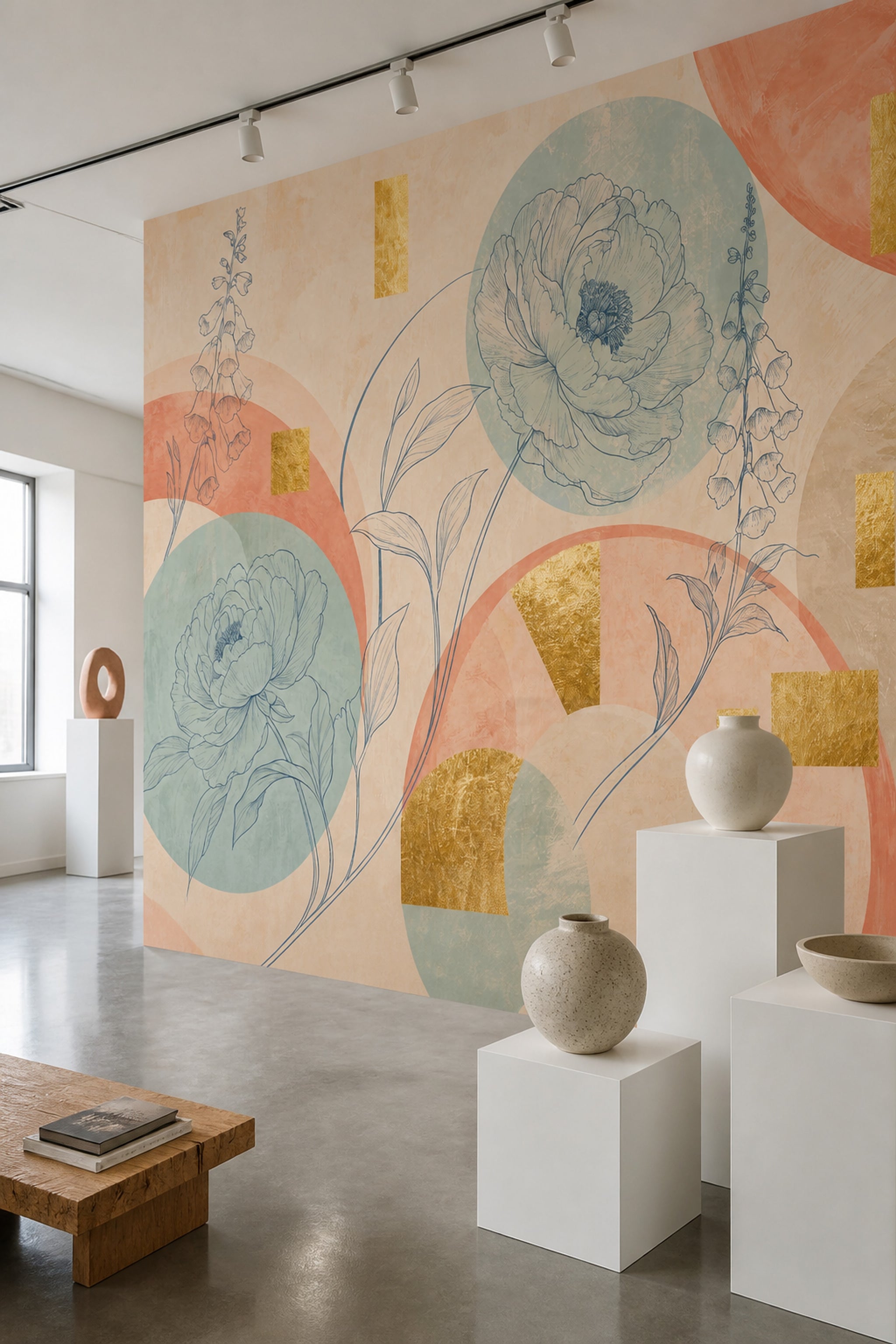 Botanical Wallpaper Pastel Geometric Wall Mural