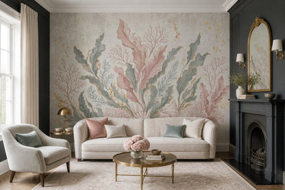 Coastal Wallpaper Seaweed Coral Removable Wall Decor