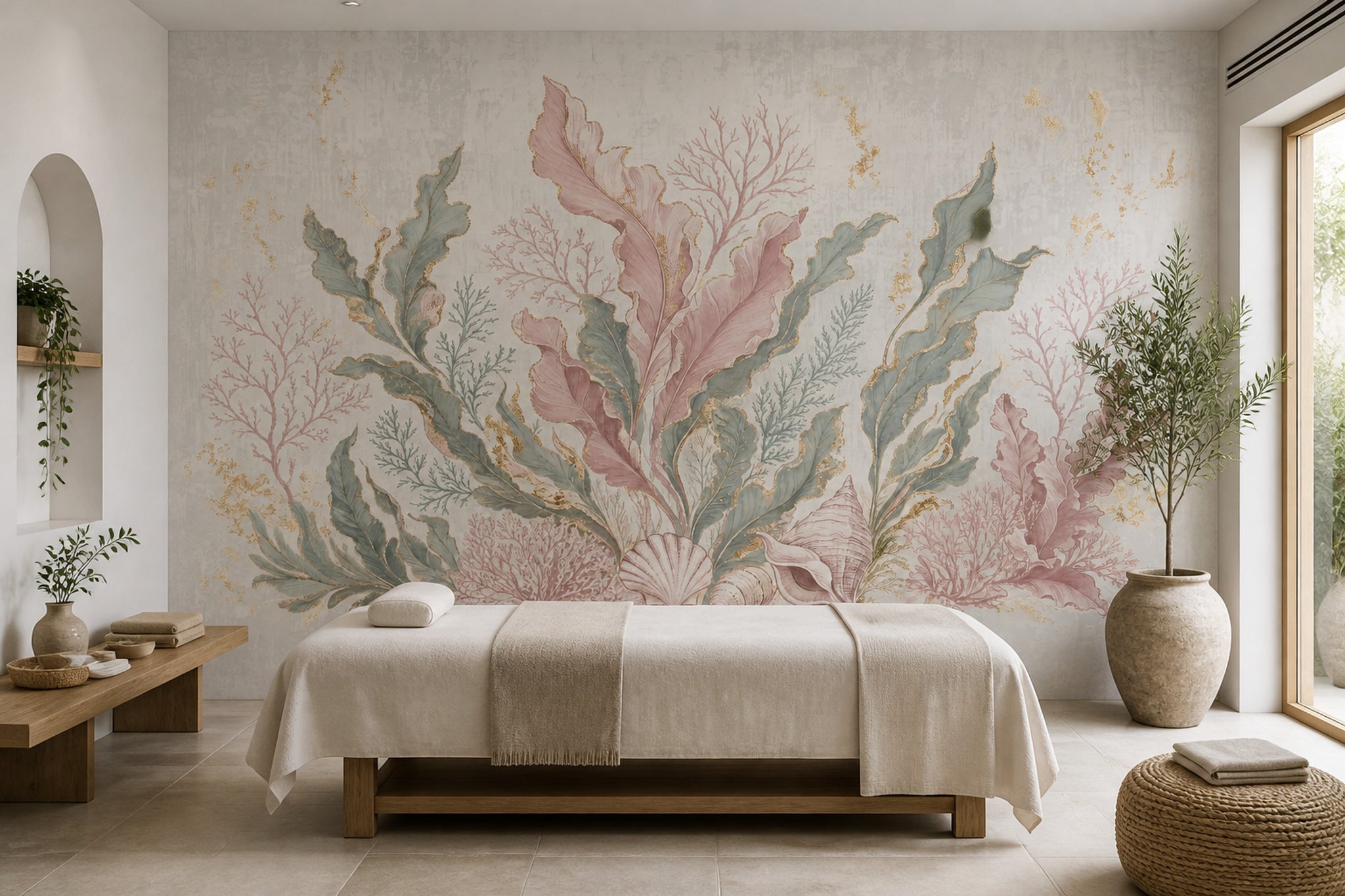 Coastal Wallpaper Seaweed Coral Removable Wall Decor