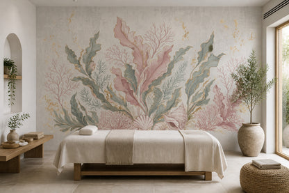 Coastal Wallpaper Seaweed Coral Removable Wall Decor