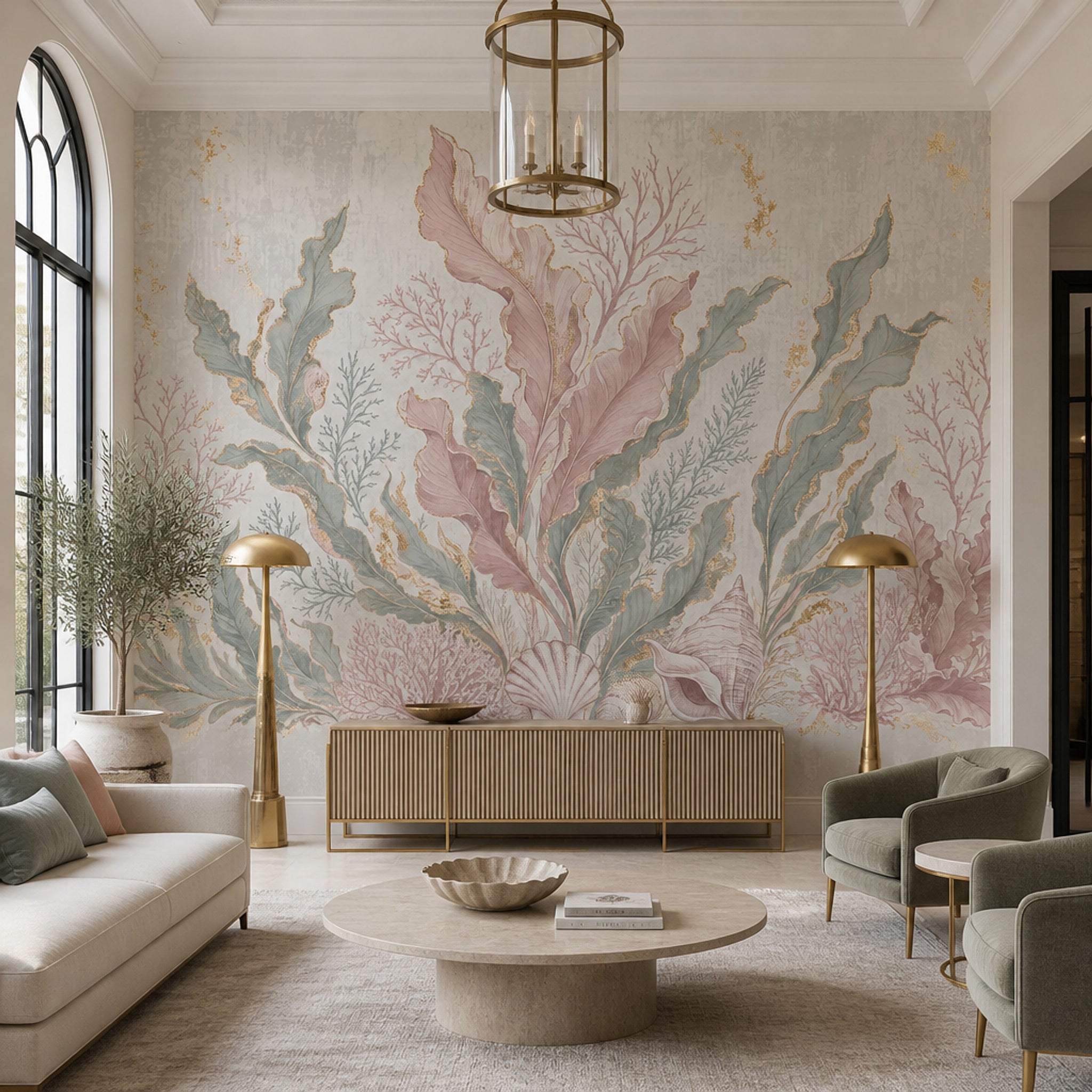 Coastal Wallpaper Seaweed Coral Removable Wall Decor