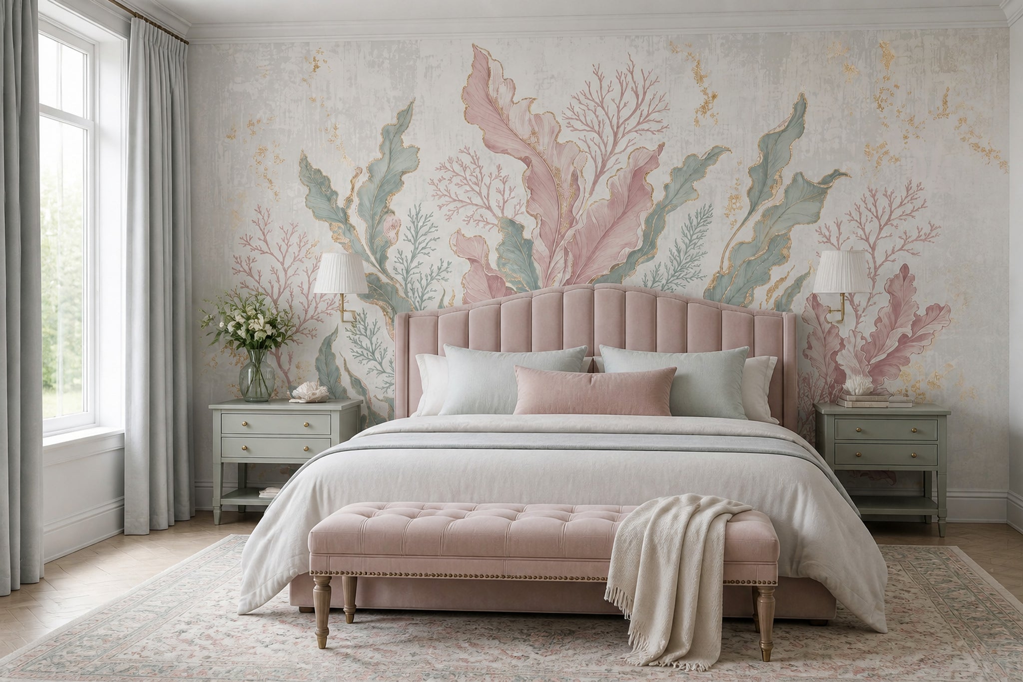 Coastal Wallpaper Seaweed Coral Removable Wall Decor