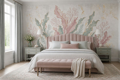 Coastal Wallpaper Seaweed Coral Removable Wall Decor
