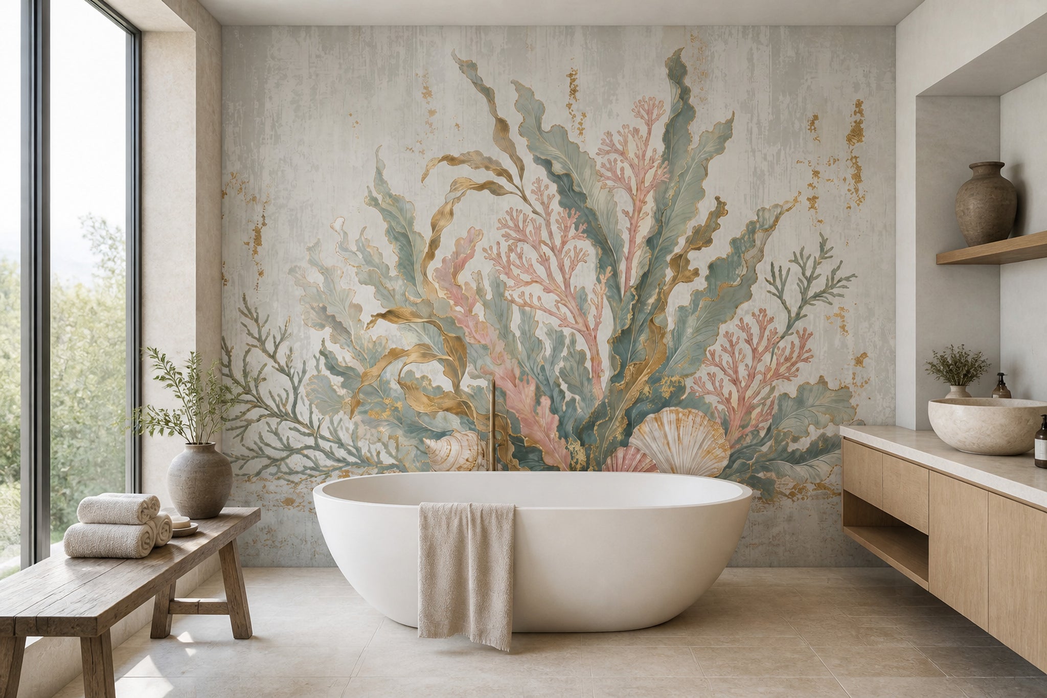 Seashells Wallpaper Coral Coastal Wall Mural
