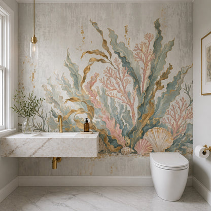 Seashells Wallpaper Coral Coastal Wall Mural