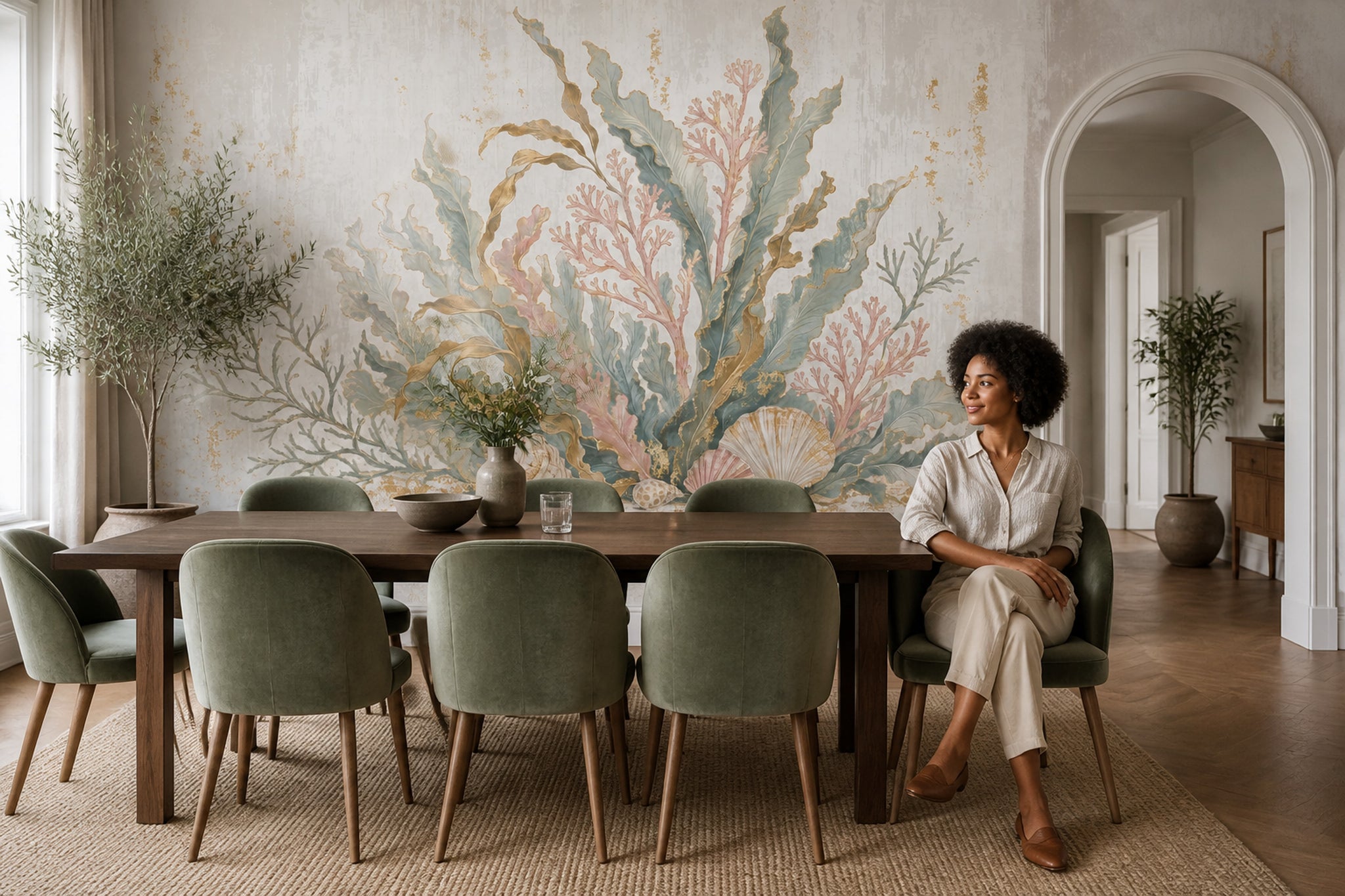 Seashells Wallpaper Coral Coastal Wall Mural