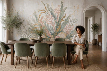 Seashells Wallpaper Coral Coastal Wall Mural