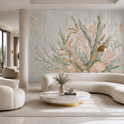 Seashells Wallpaper Coral Coastal Wall Mural