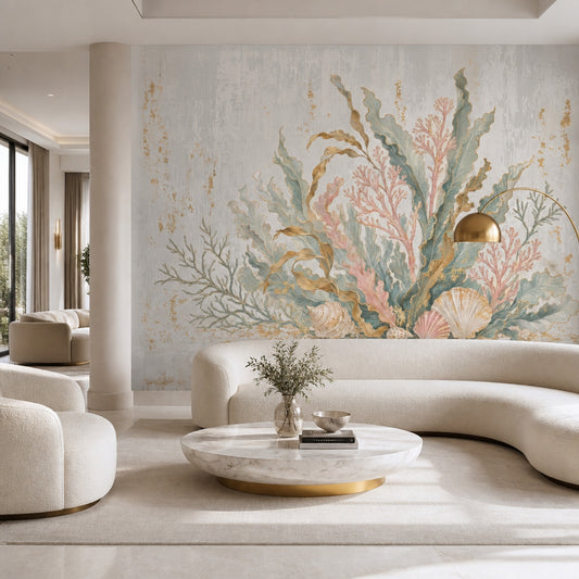 Seashells Wallpaper Coral Coastal Wall Mural