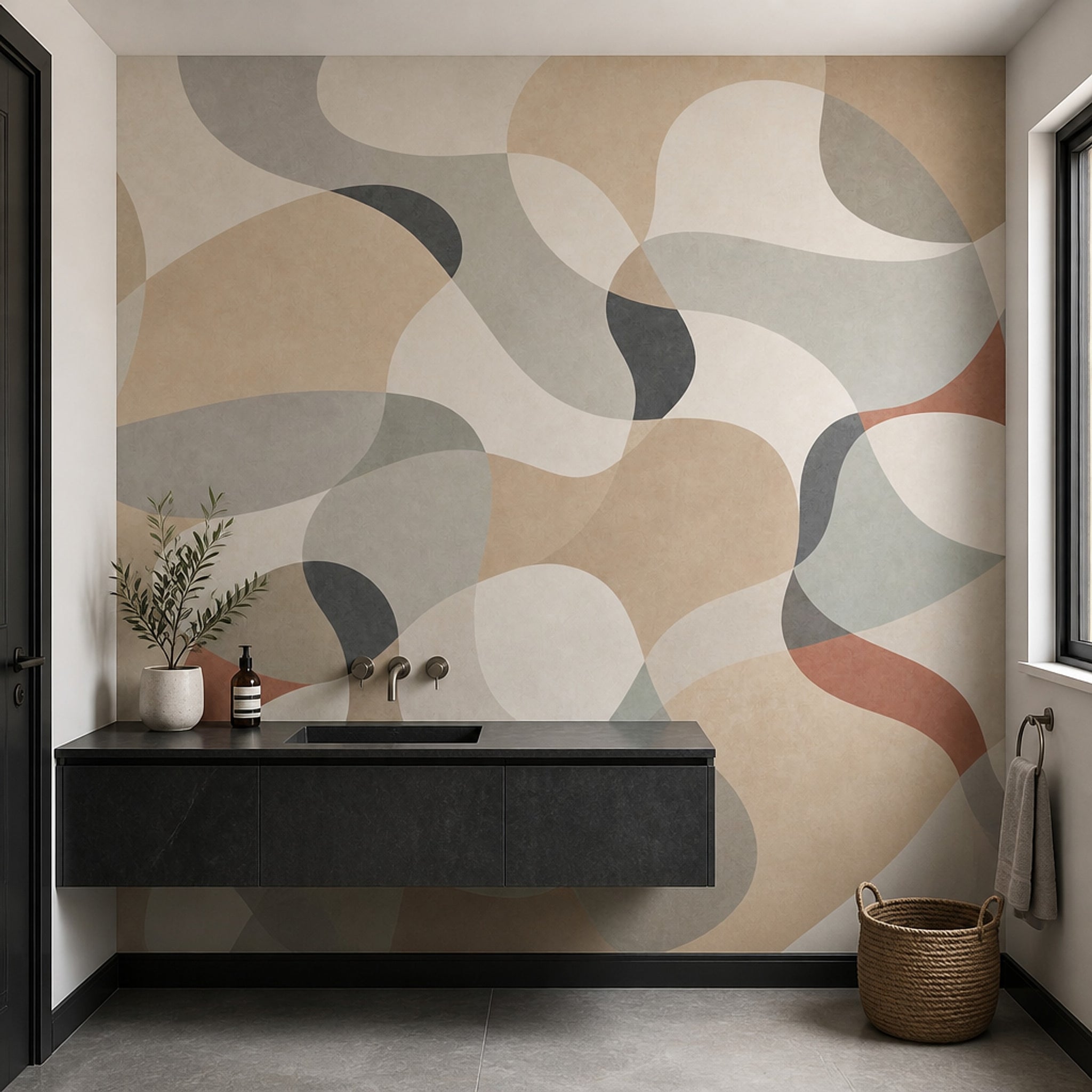 Mid Century Modern Wallpaper Organic Shapes Removable Wall Decor