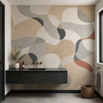 Mid Century Modern Wallpaper Organic Shapes Removable Wall Decor