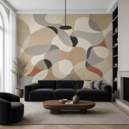 Mid Century Modern Wallpaper Organic Shapes Removable Wall Decor
