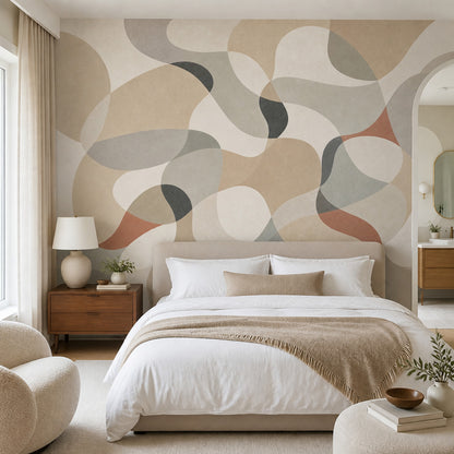 Mid Century Modern Wallpaper Organic Shapes Removable Wall Decor