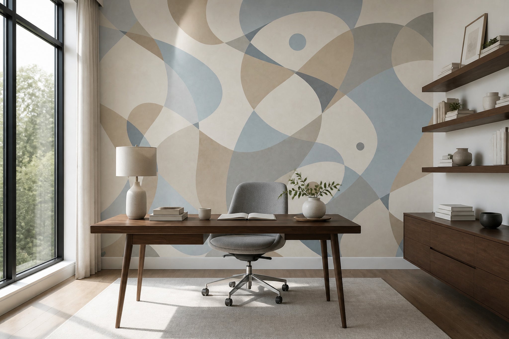 Abstract Wallpaper Geometric Organic Shapes Wall Mural