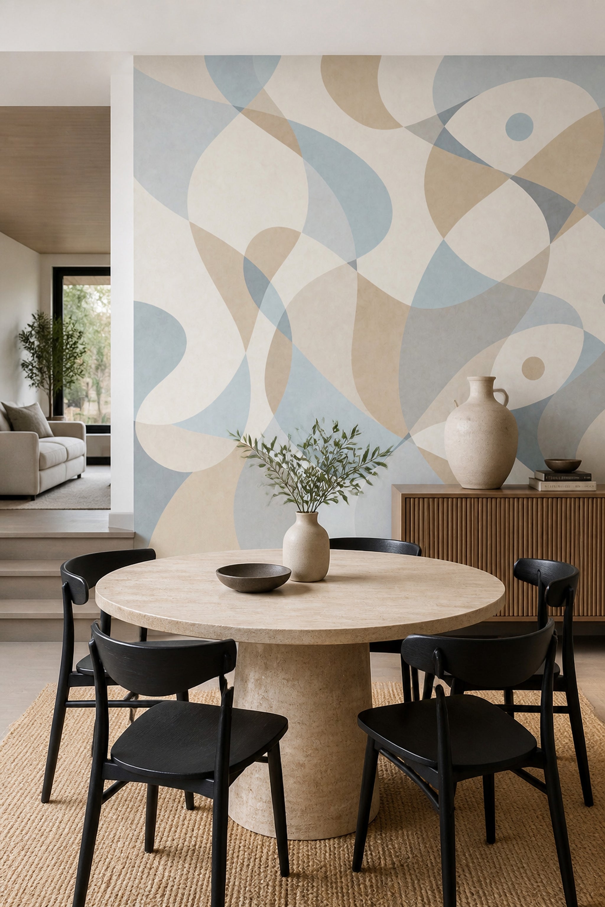 Abstract Wallpaper Geometric Organic Shapes Wall Mural