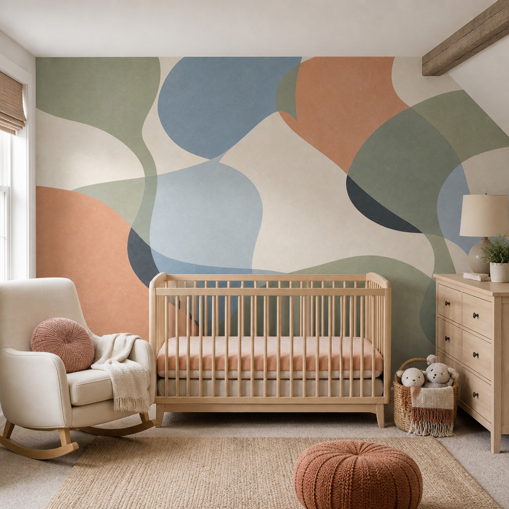 Mid Century Modern Wallpaper Geometric Shapes Removable Abstract Wall Decor