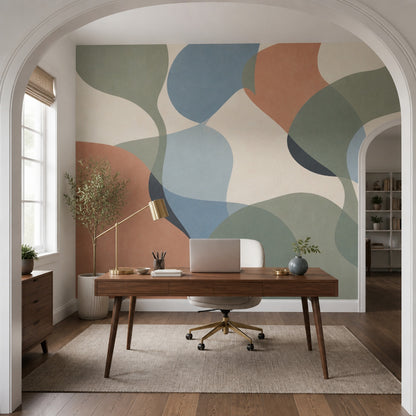 Mid Century Modern Wallpaper Geometric Shapes Removable Abstract Wall Decor