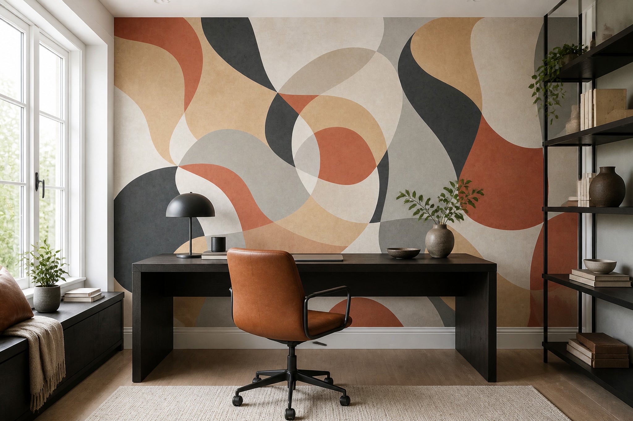 Mid Century Modern Wallpaper Retro Geometric Removable Wall Decor