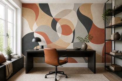 Mid Century Modern Wallpaper Retro Geometric Removable Wall Decor