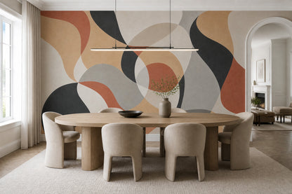 Mid Century Modern Wallpaper Retro Geometric Removable Wall Decor