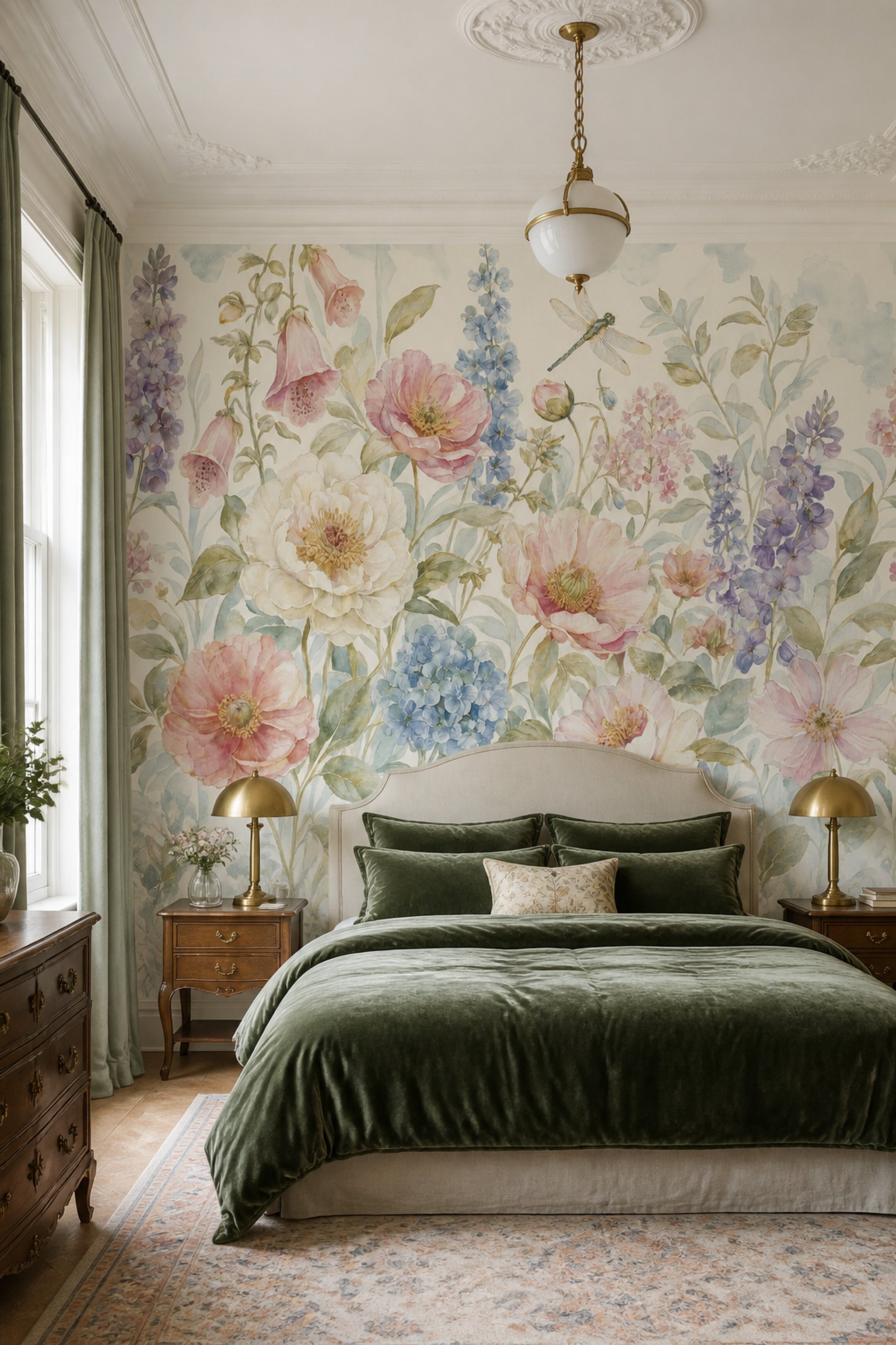 Watercolor Floral Wallpaper Botanical Garden Pastel Flowers Wall Mural