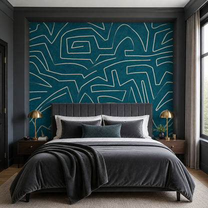 Abstract Wallpaper Geometric Maze Lines Removable Wall Decor