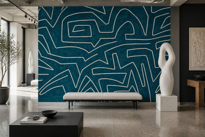 Abstract Wallpaper Geometric Maze Lines Removable Wall Decor