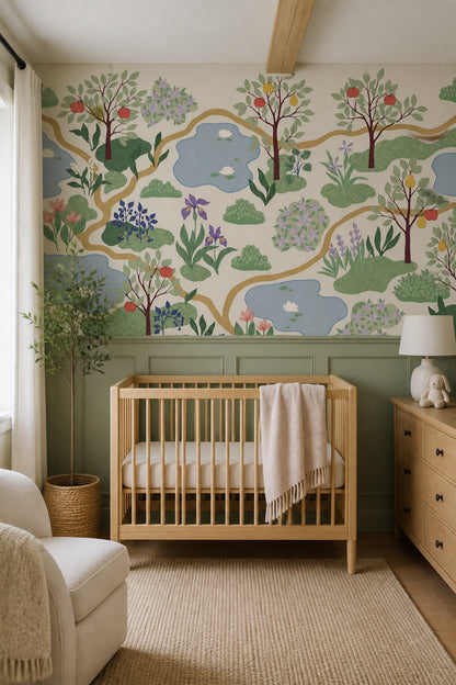 Garden Landscape Wallpaper Floral Fruit Trees Removable Wall Decor
