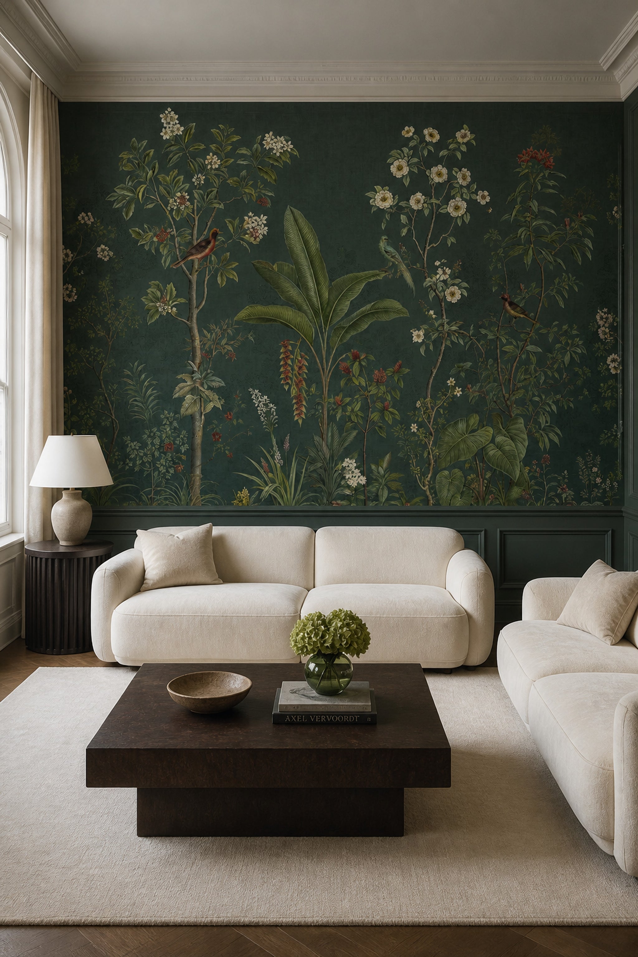 Dark Botanical Wallpaper Floral Garden Chinoiserie Removable Wall Decor