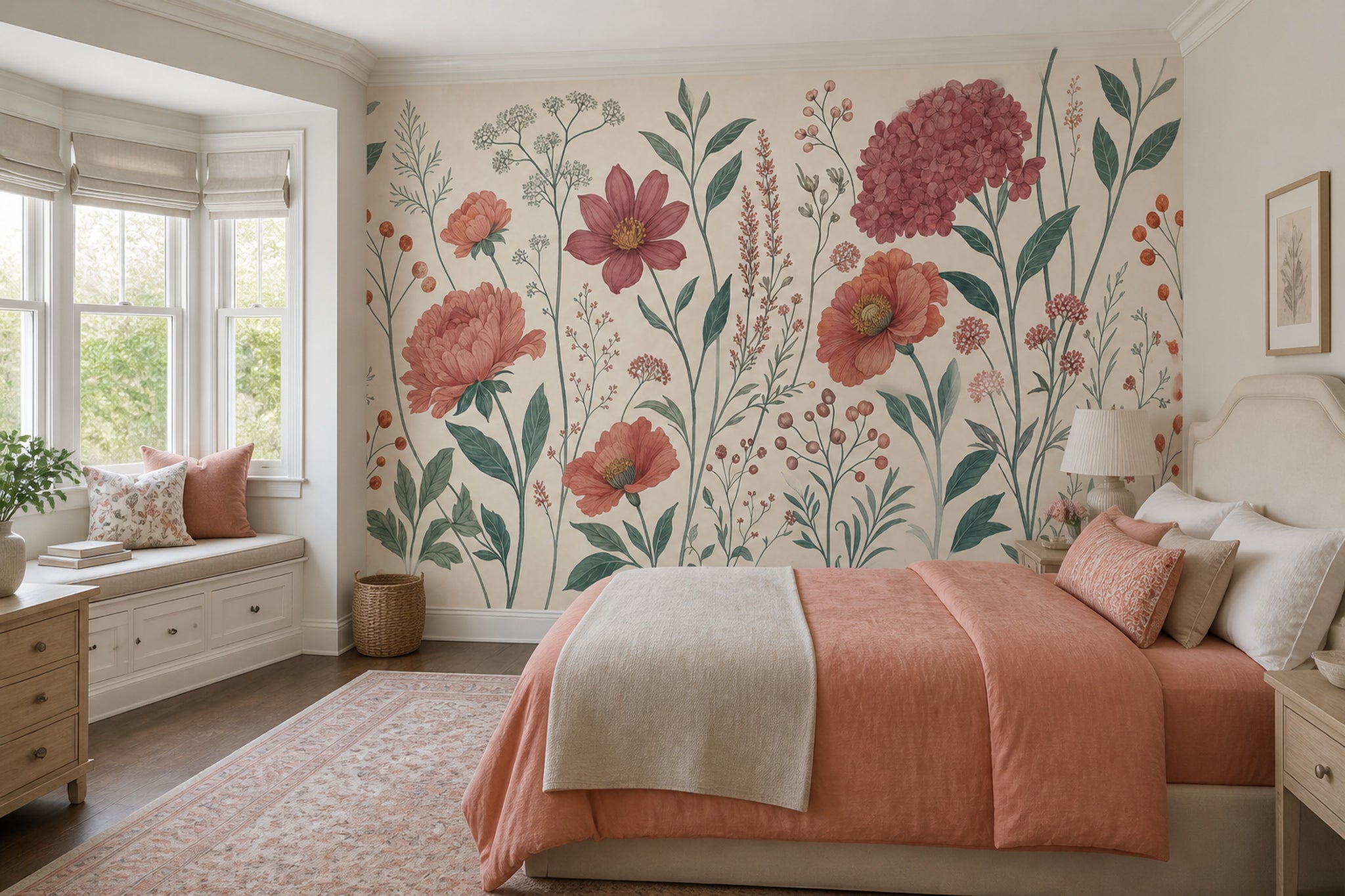 Botanical Wallpaper Wildflowers Vintage Wall Mural