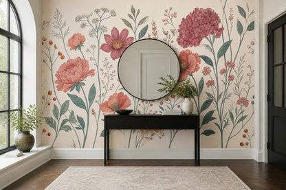 Botanical Wallpaper Wildflowers Vintage Wall Mural