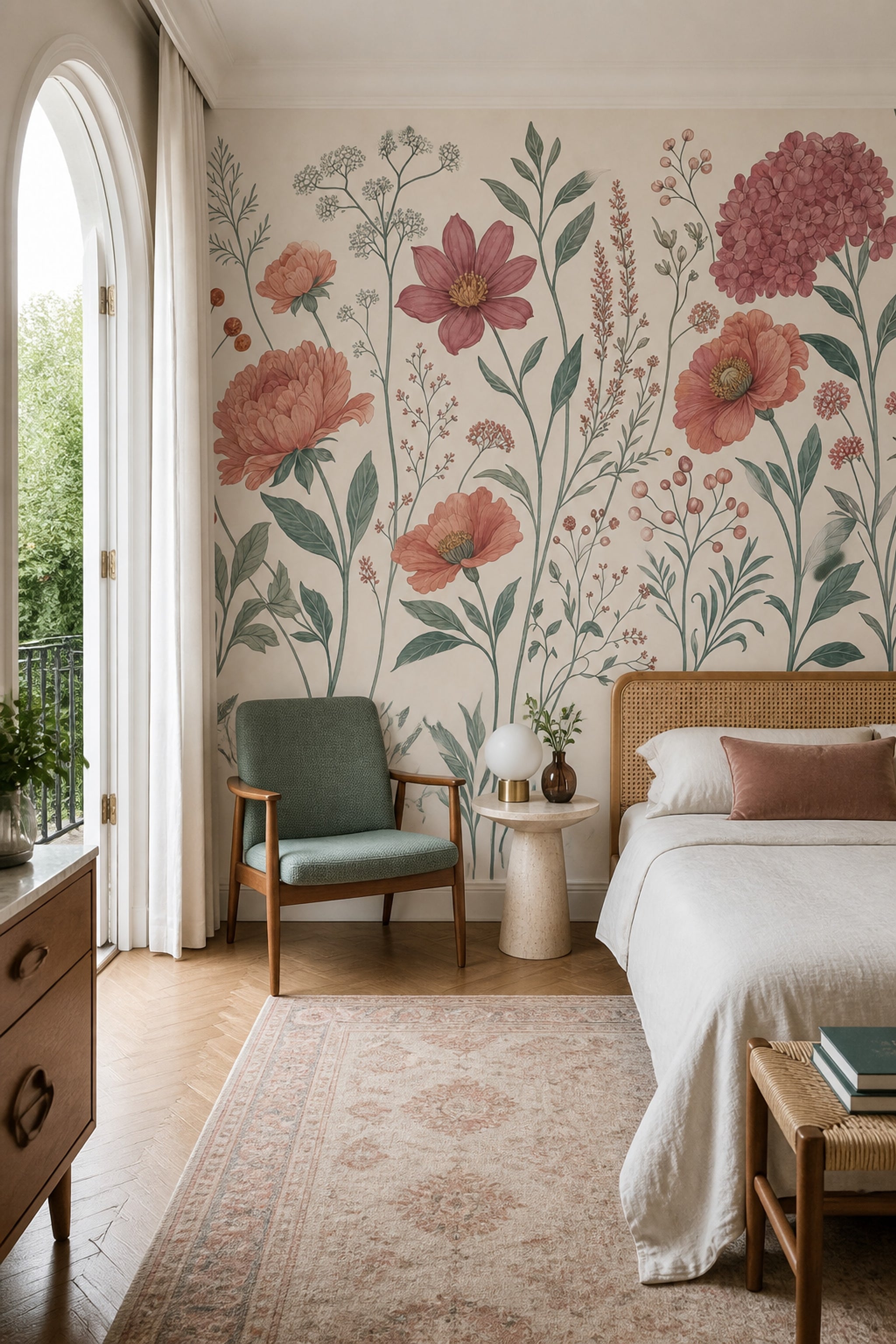 Botanical Wallpaper Wildflowers Vintage Wall Mural