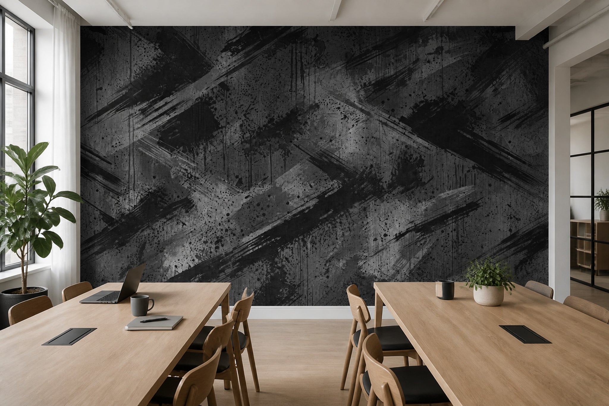 Black Brush Strokes Wallpaper Paint Splatter Removable Industrial Wall Decor