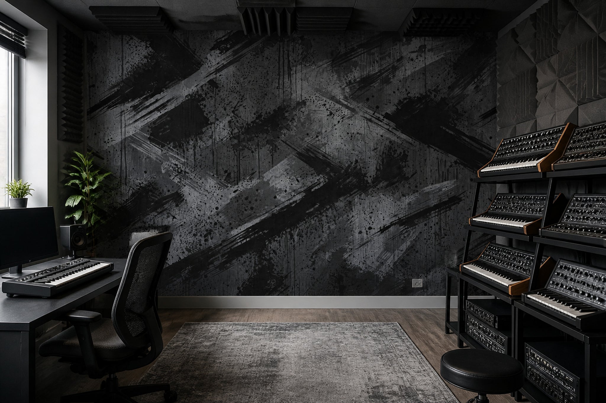 Black Brush Strokes Wallpaper Paint Splatter Removable Industrial Wall Decor