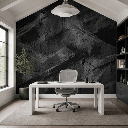 Black Brush Strokes Wallpaper Paint Splatter Removable Industrial Wall Decor