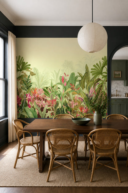 Tropical Wallpaper Botanical Watercolor Removable Wall Decor