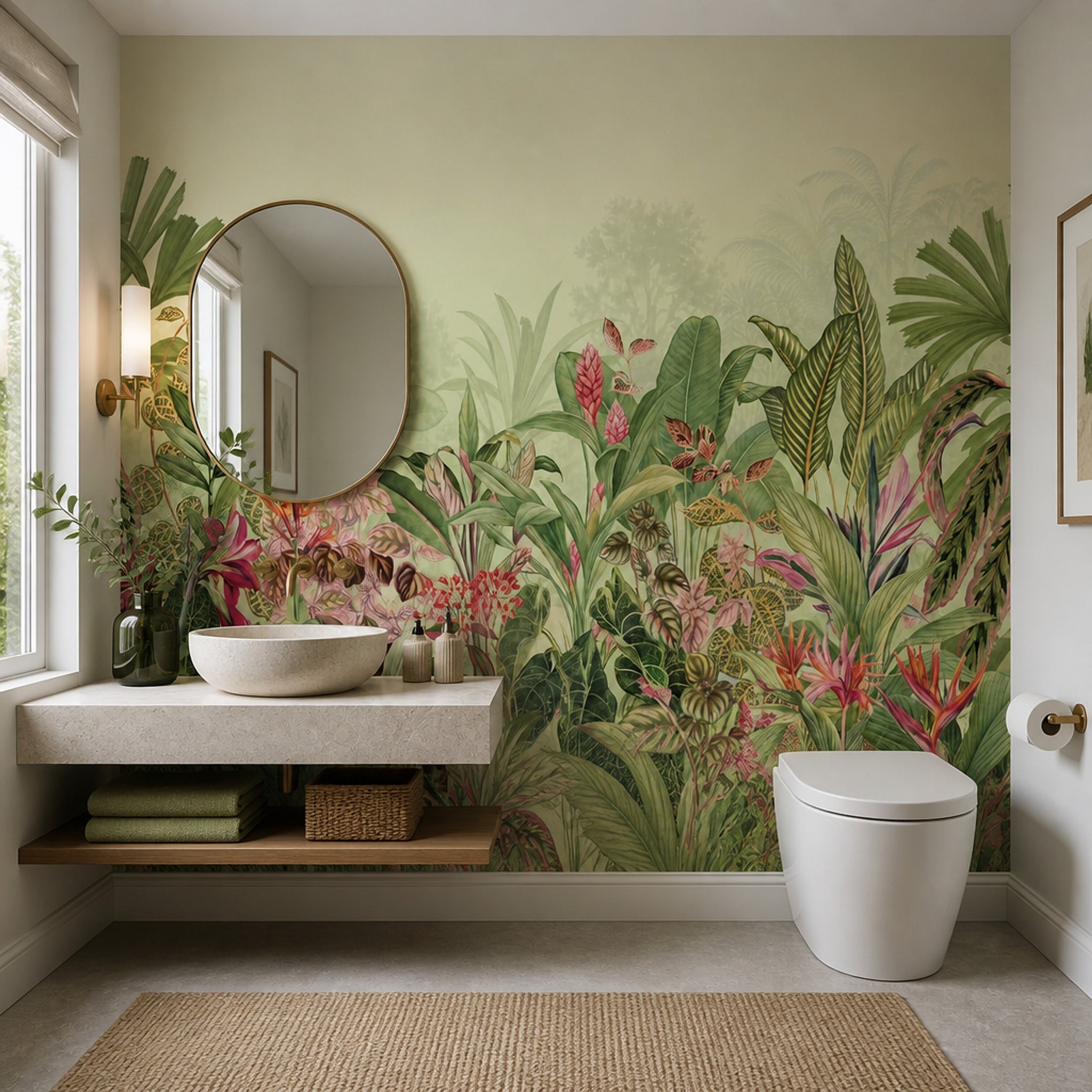 Tropical Wallpaper Botanical Watercolor Removable Wall Decor