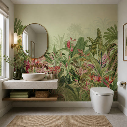 Tropical Wallpaper Botanical Watercolor Removable Wall Decor