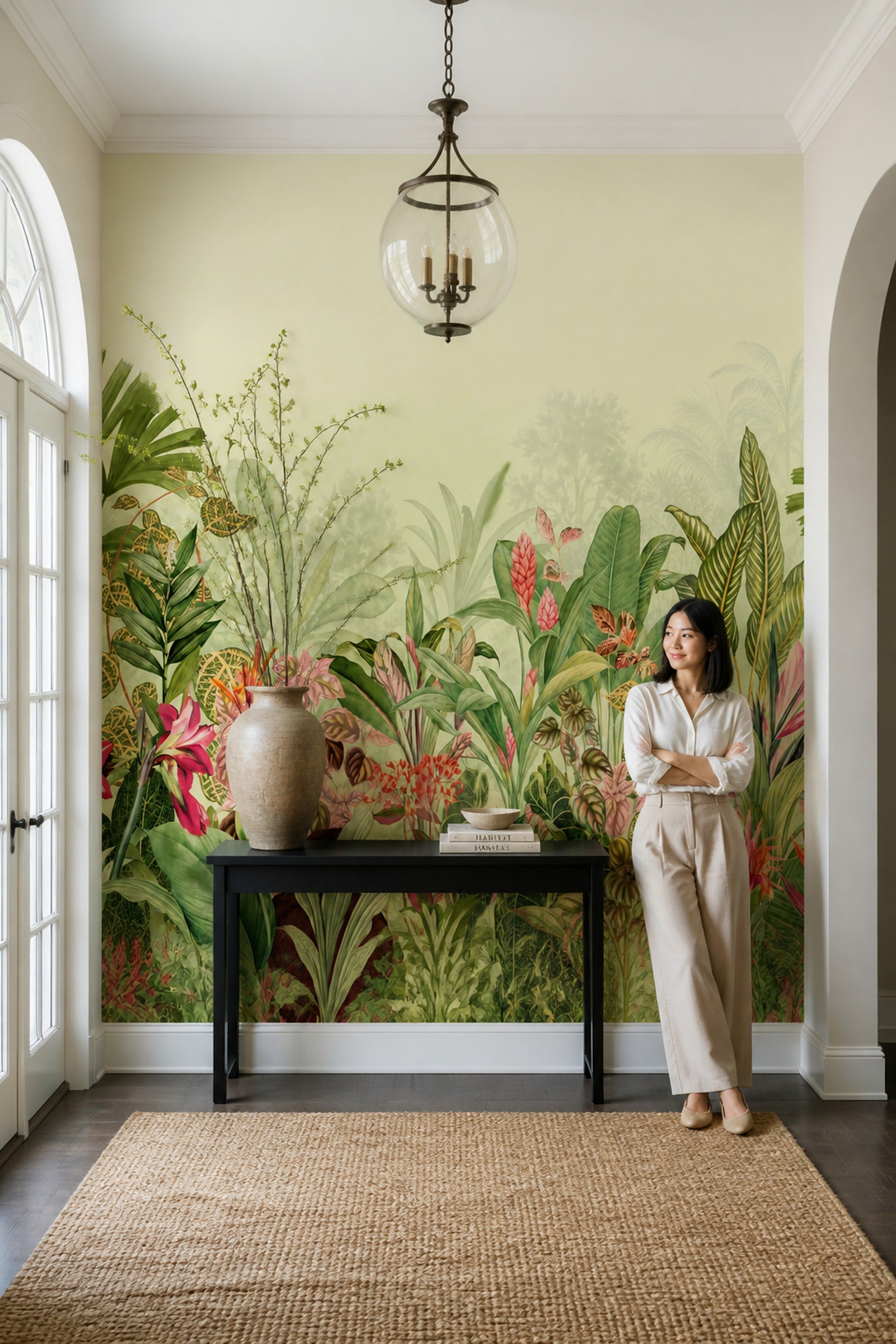 Tropical Wallpaper Botanical Watercolor Removable Wall Decor