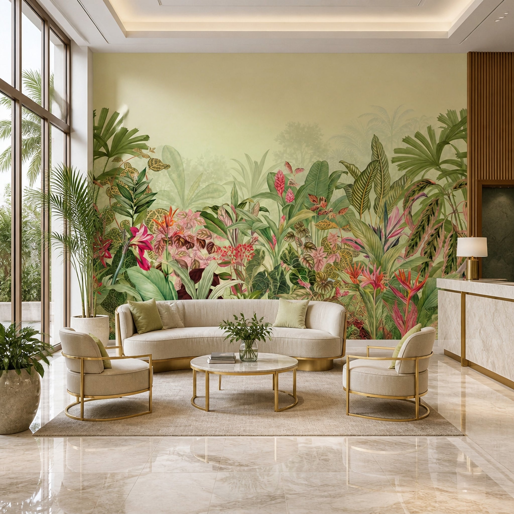 Tropical Wallpaper Botanical Watercolor Removable Wall Decor