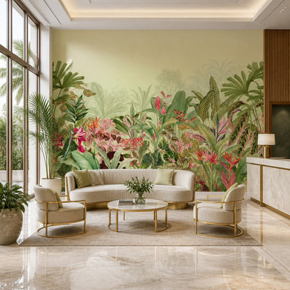 Tropical Wallpaper Botanical Watercolor Removable Wall Decor