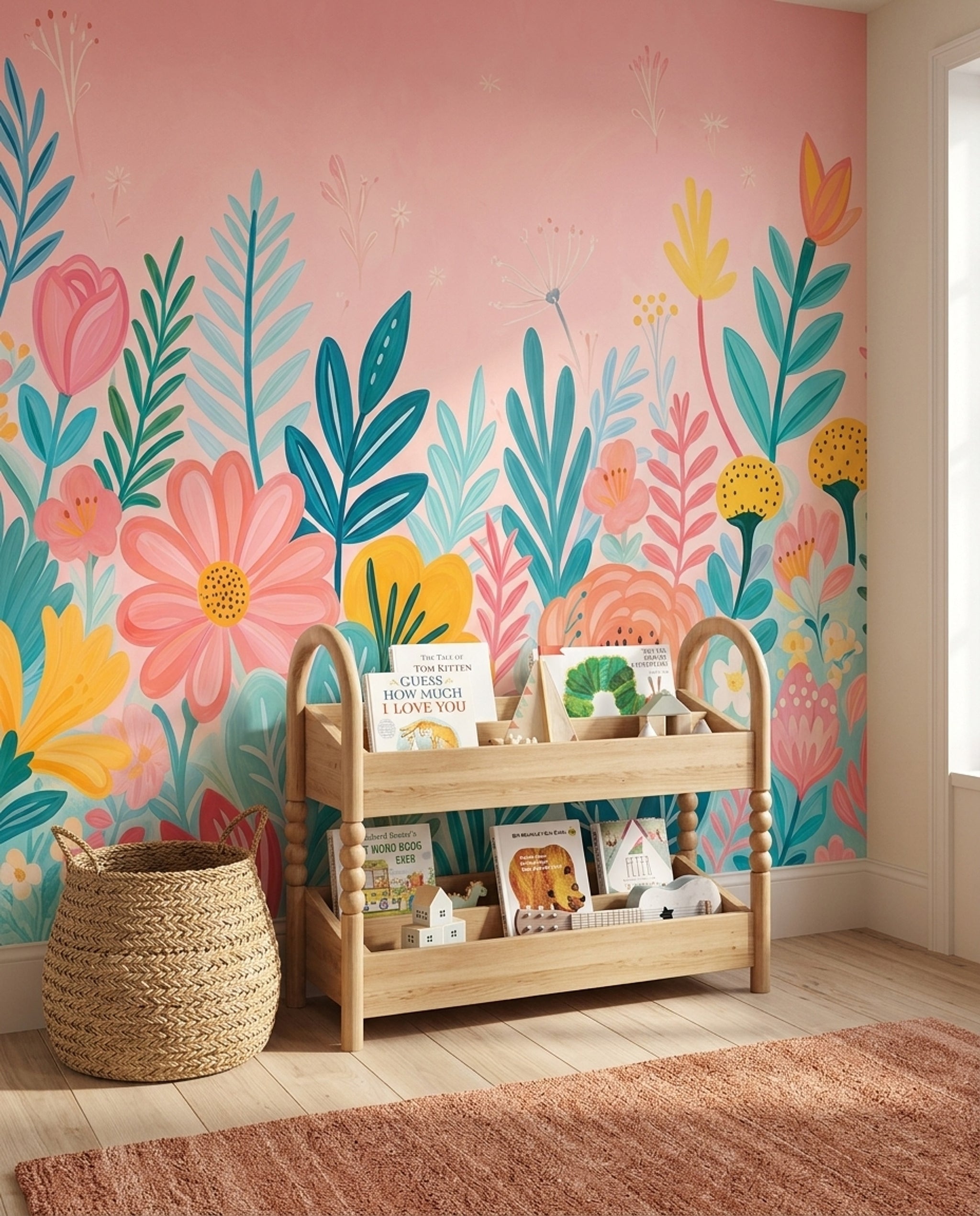 Floral Wallpaper Botanical Pink Wall Mural