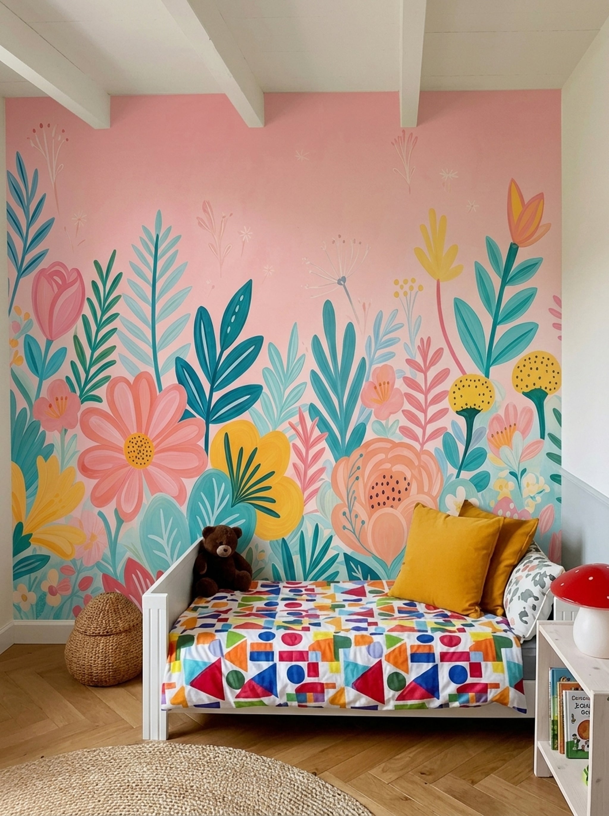 Floral Wallpaper Botanical Pink Wall Mural