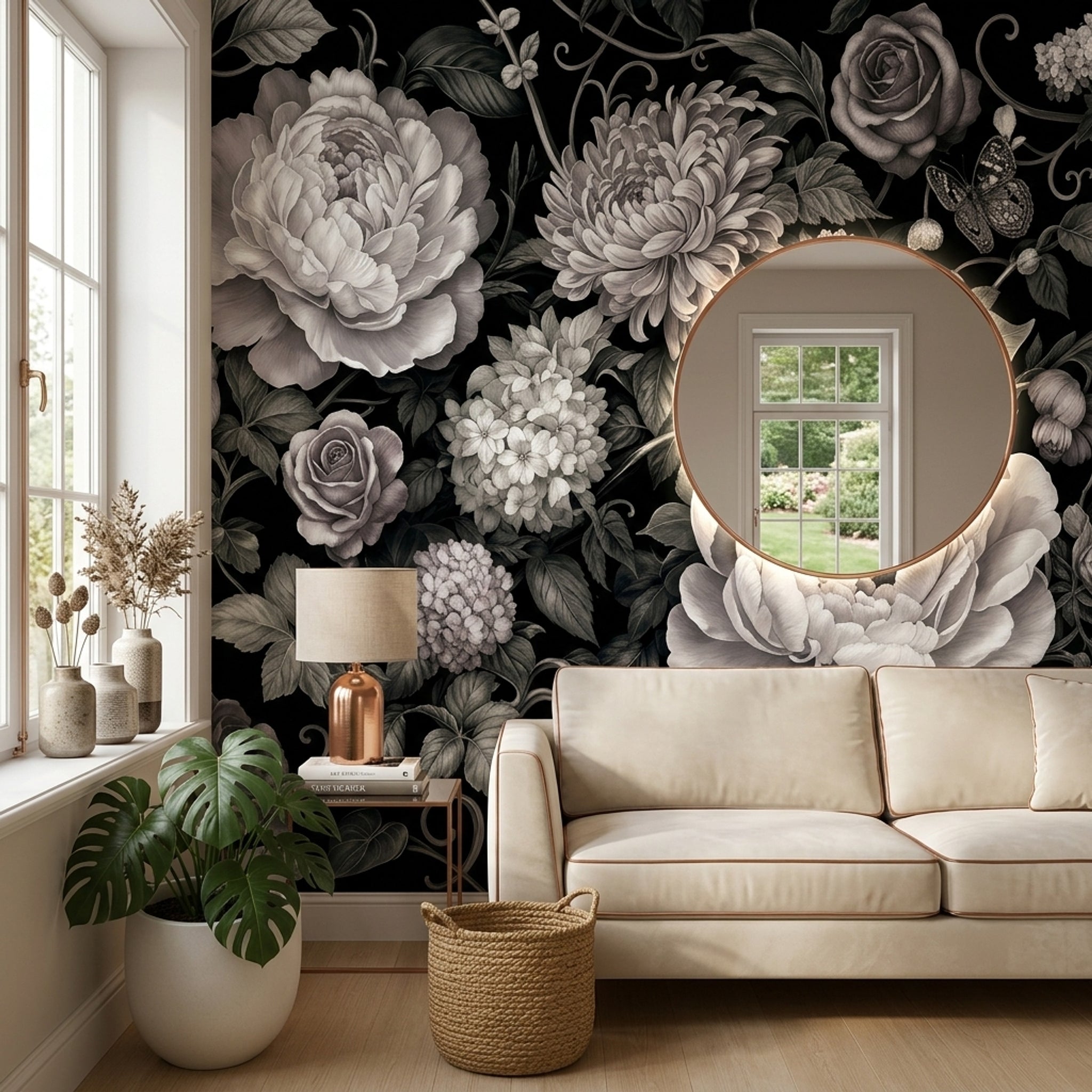 Dark Floral Wallpaper Moody Botanical Vintage Wall Mural