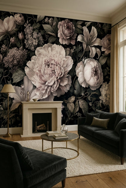 Dark Floral Wallpaper Moody Botanical Romantic Garden Wall Mural